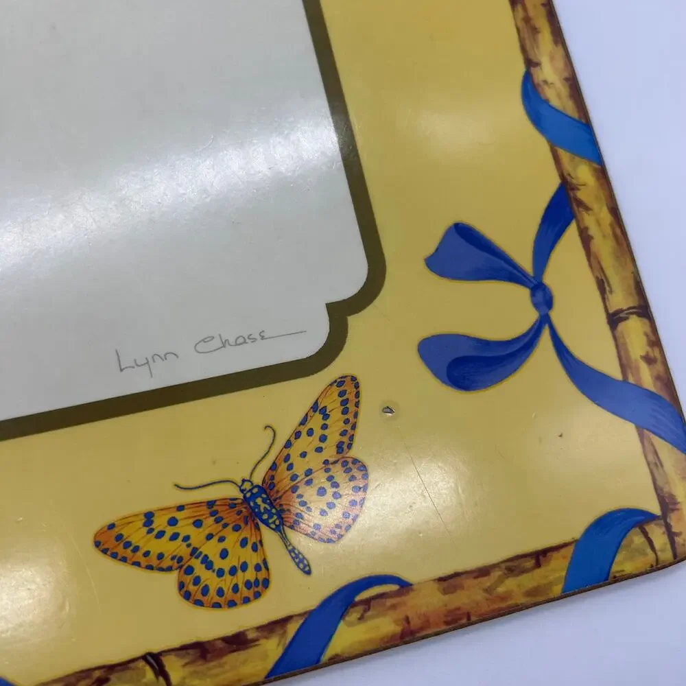 Lynn Chase Butterfly Bamboo Cork Backed Pimpernil Placemats Yellow Set of 2